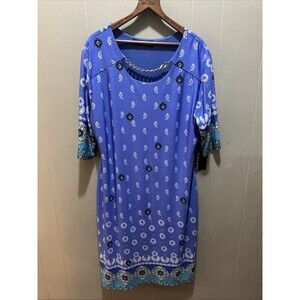 Sophia Paisley Multi Blue Night Evening Dress Women’s Plus Sz 17 BNWT